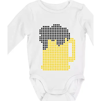 Pivo pixel - Body kojenecké s dlouhým rukávem - Dlouhý r. do 3 měs ( Bílá )