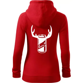 Dámská mikina Pivo plechovka - Dámská mikina trendy zipper s kapucí - S ( Červená )