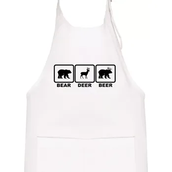Kuchyňská zástěra Bear - Deer - Beer - Dětská zástěra na vaření - Univerzální velikost ( Bílá )