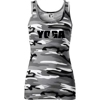Dámské tričko Yoga nápis - Dámské Maskáčové tílko - S ( Šedý maskáč )