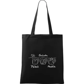 Nákupní taška Pátek sobota neděle pivo - Taška bavlněná - 42 x 38 cm ( Černá )