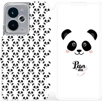 Pouzdro na mobilní telefon Flipové pouzdro Mobiwear - Realme 14T 5G - M030P Panda Amálka (Knížkové flip pouzdro, obal, kryt na mobil Realme 14T 5G - M030P Panda Amálka, materiál Umělá kůže + TPU - ochrana 360°, stojánek, silikonová vanička, magnetické zavírání)