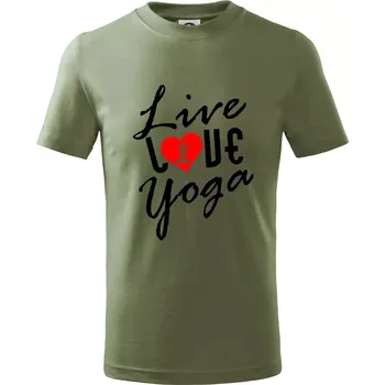 Dětská móda Live Love Yoga - Tričko dětské bavlněné - 134 cm/8 let ( Khaki )