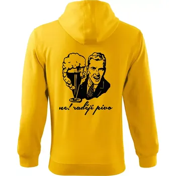 Pánská mikina Ne! Raději pivo - Mikina s kapucí na zip trendy zipper - 2XL ( Žlutá )