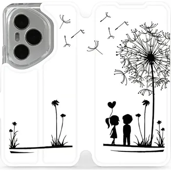 Pouzdro na mobilní telefon Flipové pouzdro Mobiwear - Honor 400 Pro - MH16P Dvojice s pampeliškou (Knížkové flip pouzdro, obal, kryt na mobil Honor 400 Pro - MH16P Dvojice s pampeliškou, materiál Umělá kůže + TPU - ochrana 360°, stojánek, silikonová vanička, magnetické zavírání)