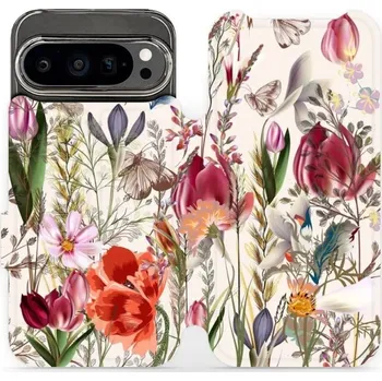 Pouzdro na mobilní telefon Flipové pouzdro Mobiwear - Google Pixel 9 Pro - MP01S Rozkvetlá louka (Knížkové flip pouzdro, obal, kryt na mobil Google Pixel 9 Pro - MP01S Rozkvetlá louka, materiál Umělá kůže + TPU - ochrana 360°, stojánek, silikonová vanička, magnetické zavírání)