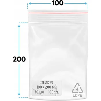 Sáček na potraviny Zip sáčky 100x200 mm, uzavíratelné sáčky, 100 ks