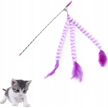 Hračka pro kočku Rybářský prut pro kočky Nunbell HRAČKA PRO KOČKY INTERAKTIVNÍ RYBÁŘSKÝ PRUT KOŽÍŠEK 45CM 3