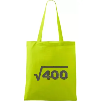 Narozeniny odmocnina 20 - Taška bavlněná - 42 x 38 cm ( Limetková )