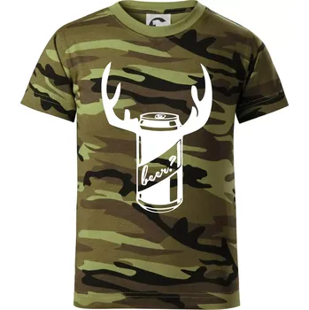 Chlapecké oblečení Pivo plechovka - Dětské maskáčové triko - 134 cm/8 let ( Zelený maskáč )