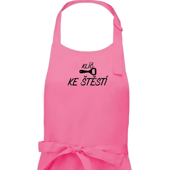 Kuchyňská zástěra Klíč ke štěstí otvírák - Dámská zástěra na vaření - Univerzální velikost ( Růžová )