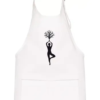 Kuchyňská zástěra Yoga strom - Dětská zástěra na vaření - Univerzální velikost ( Bílá )