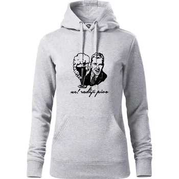 Dámská mikina Ne! Raději pivo - Mikina dámská Cape s kapucí - XL ( Světlešedý Melír )