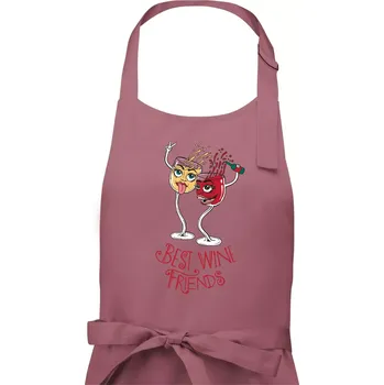 Kuchyňská zástěra Best wine friends dancing (Pecka design) - Dámská zástěra na vaření - Univerzální velikost ( Starorůžová )
