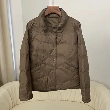 Dámská parka Dámská zimní prošívaná bunda s knoflíky Barva: Hnědá, Velikost: L