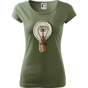 Dámské oblečení Retro žárovka - Dámské triko Pure - M ( Khaki )