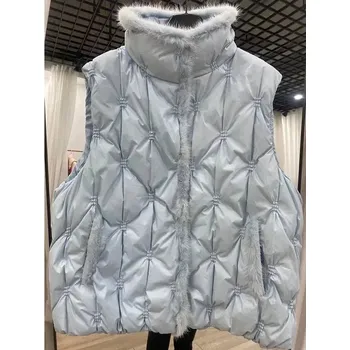 Dámská vesta Dámská zimní prošívaná vesta – bez rukávů, stojáček Barva: Modrá, Velikost: M