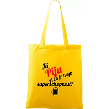 Já piju - tvoje superschopnost? šikmý nápis - Taška bavlněná - 42 x 38 cm ( Žlutá )