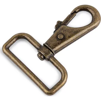 Kovová karabina otočná, průvlek 40 mm, barva 2 staromosaz