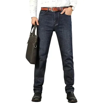 Pánské oblečení Pánské rovné strečové džíny Klasické džínové kalhoty Slim Fit Úzký střih Ležérní moderní styl Pružný materiál Pohodlné pánské jeansy tmavě modrá 36