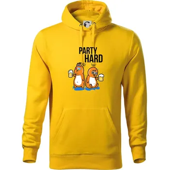 Pánská mikina Party hard ptáci - Mikina pánská Cape s kapucí - 2XL ( Žlutá )