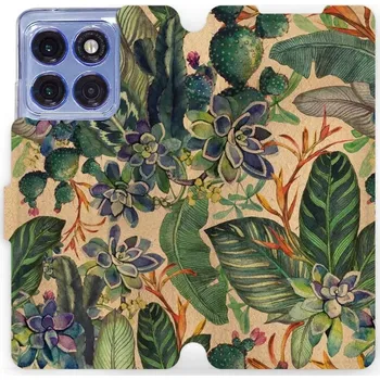 Pouzdro na mobilní telefon Flipové pouzdro Mobiwear - Motorola Edge 60 Pro - VP05S Sukulenty (Knížkové flip pouzdro, obal, kryt na mobil Motorola Edge 60 Pro - VP05S Sukulenty, materiál Umělá kůže + TPU - ochrana 360°, stojánek, silikonová vanička, magnetické zavírání)