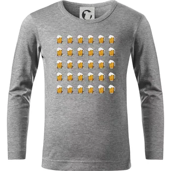 Chlapecké tričko Narozeniny - 30x pivo - Triko dětské Long Sleeve - 104-110cm / 3-4 roky ( Tmavě šedý melír )