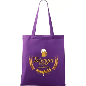 Nákupní taška Točeným pivem vytáčím manželku - Taška bavlněná - 42 x 38 cm ( Fialová )