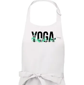 Kuchyňská zástěra Yoga nápis barevný - Pánská zástěra na vaření - Univerzální velikost ( Bílá )