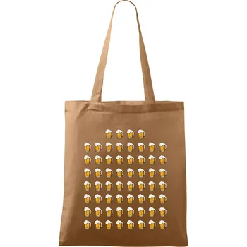 Nákupní taška Narozeniny - 60x pivo - Taška bavlněná - 42 x 38 cm ( Cappuccino )