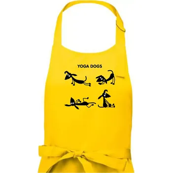 Kuchyňská zástěra Psí yoga (Hana-creative) - Dámská zástěra na vaření - Univerzální velikost ( Žlutá )