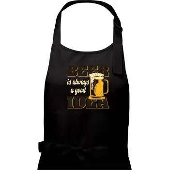Kuchyňská zástěra Beer idea - Pánská zástěra na vaření - Univerzální velikost ( Černá )