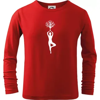 Chlapecké tričko Yoga strom - Triko dětské Long Sleeve - 122 cm/6 let ( Červená )