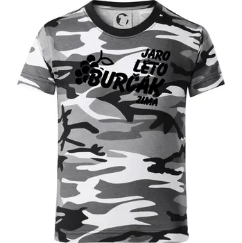 Chlapecké tričko Jaro, léto, burčák, zima - Dětské maskáčové triko - 146 cm/10 let ( Šedý maskáč )