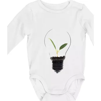 Kojenecký body Žárovka květináč - Body kojenecké s dlouhým rukávem - Dlouhý r. do 3 měs ( Bílá )