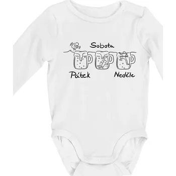 Pátek sobota neděle pivo - Body kojenecké s dlouhým rukávem - Dlouhý r. 6-12 měs ( Bílá )