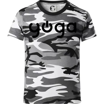 Chlapecké oblečení Power yoga logo - Dětské maskáčové triko - 146 cm/10 let ( Šedý maskáč )