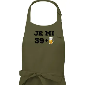 Kuchyňská zástěra Je mi 40 pivo - Pánská zástěra na vaření - Univerzální velikost ( Khaki )