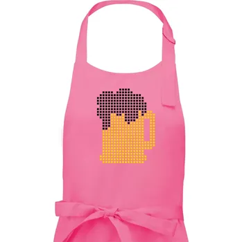 Kuchyňská zástěra Pivo pixel - Pánská zástěra na vaření - Univerzální velikost ( Růžová )