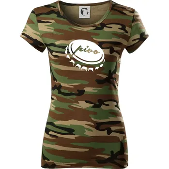 Dámské tričko Pivo zátka - Dámské maskáčové triko - XS ( Hnědý maskáč )