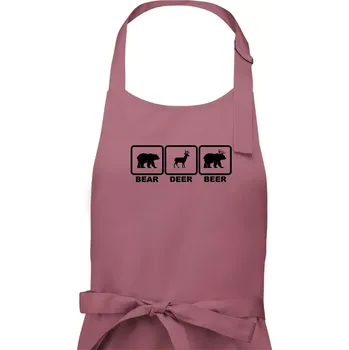 Kuchyňská zástěra Bear - Deer - Beer - Dámská zástěra na vaření - Univerzální velikost ( Starorůžová )