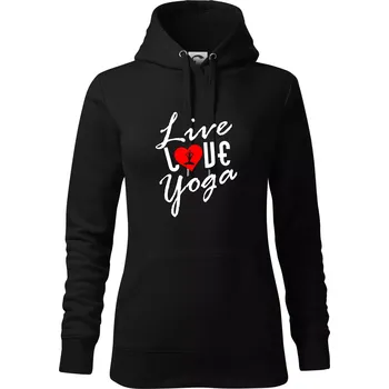 Dámská mikina Live Love Yoga - Mikina dámská Cape s kapucí - 2XL ( Černá )