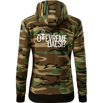 Dámská mikina Otevřeme další? - Dámská mikina trendy zipper s kapucí - L ( Hnědý maskáč )