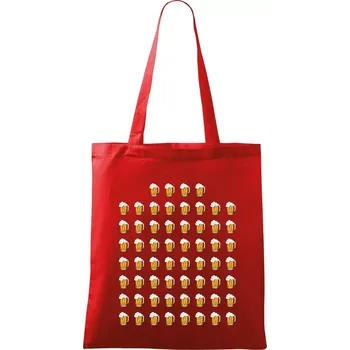 Nákupní taška Narozeniny - 60x pivo - Taška bavlněná - 42 x 38 cm ( Červená )