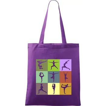 Yoga abeceda - Taška bavlněná - 42 x 38 cm ( Fialová )