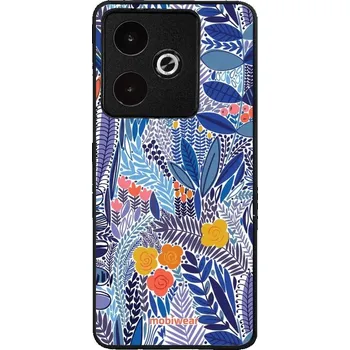 Pouzdro na mobilní telefon Lesklý kryt Mobiwear Glossy - Realme GT 7 - G037G - Modrá květena (Prémiové lesklé pouzdro, obal, kryt Mobiwear Glossy na mobil Realme GT 7 - G037G - Modrá květena, materiál Plast + TPU silikon - krytí po všech stranách, neošoupatelný potisk, tenké)