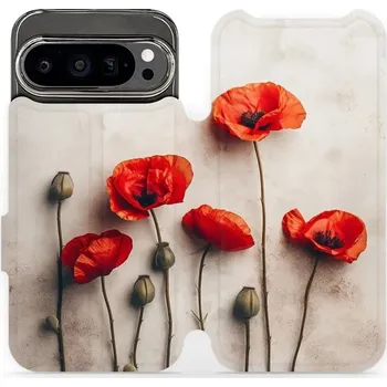 Pouzdro na mobilní telefon Flipové pouzdro Mobiwear - Google Pixel 9 Pro - VP42S Vlčí máky (Knížkové flip pouzdro, obal, kryt na mobil Google Pixel 9 Pro - VP42S Vlčí máky, materiál Umělá kůže + TPU - ochrana 360°, stojánek, silikonová vanička, magnetické zavírání)