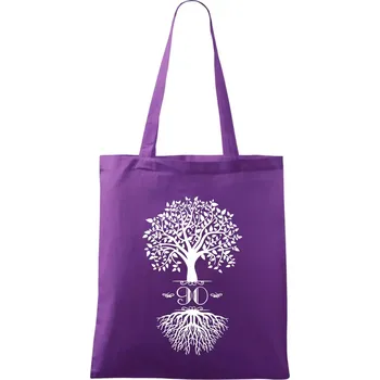 Nákupní taška Narozeninový strom 90 - Taška bavlněná - 42 x 38 cm ( Fialová )