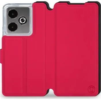 Pouzdro na mobilní telefon Flipové pouzdro Mobiwear Semiš - Realme GT 7 - Rudé & Černé (Knížkové semišové flip pouzdro, obal, kryt na mobil Realme GT 7 - Rudé & Černé, materiál semiš + TPU, ochrana 360°, stojánek, silikonová vanička, magnetické zavírání)