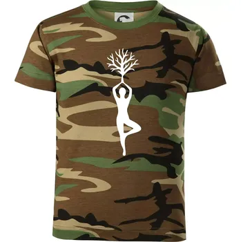 Chlapecké tričko Yoga strom - Dětské maskáčové triko - 146 cm/10 let ( Hnědý maskáč )